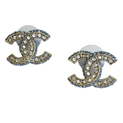 chanel stud earrings blue enamel|genuine Chanel earrings.